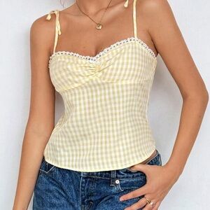 SHEIN Yellow and White Bustier Camisole Top